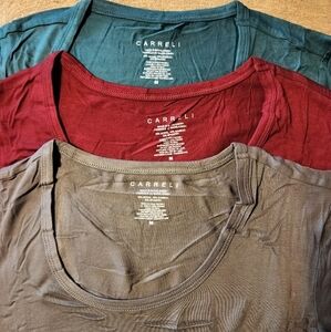 Pack of 3 Carreli Jeans Essential Crew Neck Tops, Long sleeve Size M